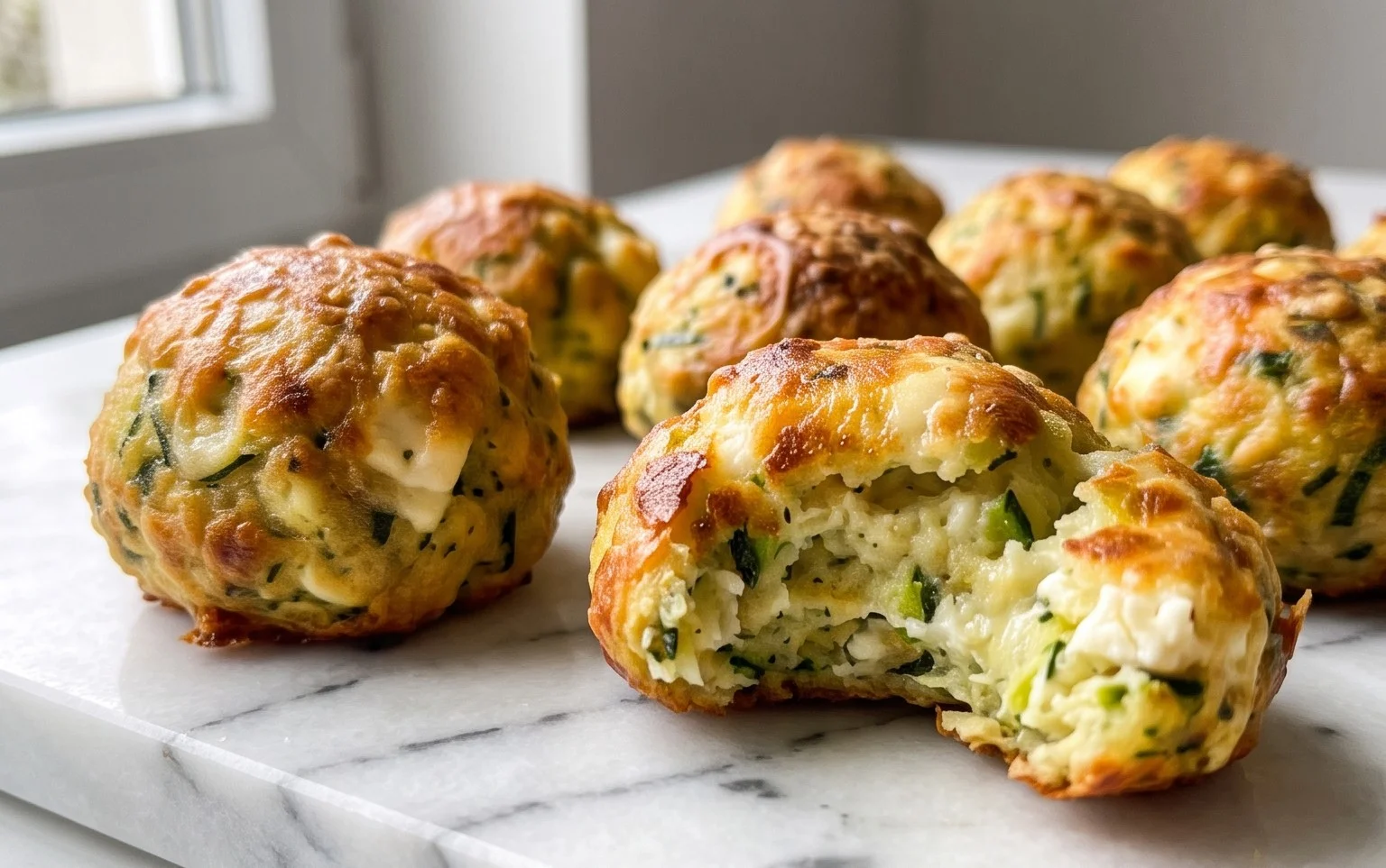 Knusprige Zucchini-Feta-Bällchen aus dem Ofen genießen!