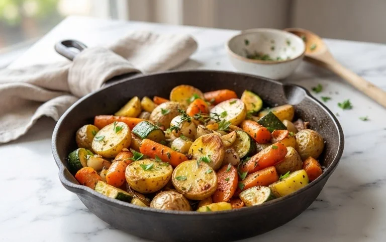 Garlic Herb Roasted Potatoes Carrots and Zucchini
