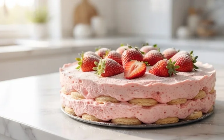 3 Ingredient No Bake Strawberry Cloud Cake