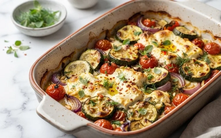 Courgettes feta au four