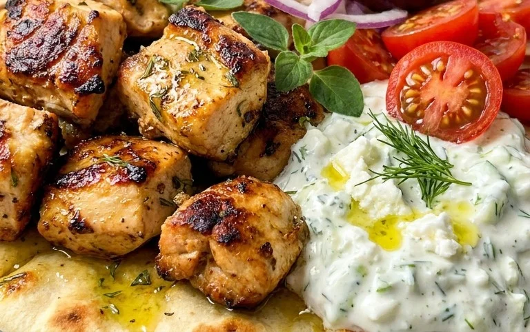 Mediterranes Hähnchen-Gyros mit Feta-Tzatziki genießen!