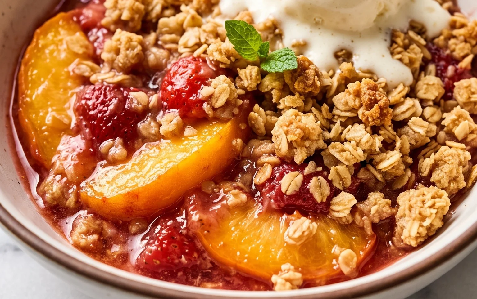 Peach & Strawberry Crisp