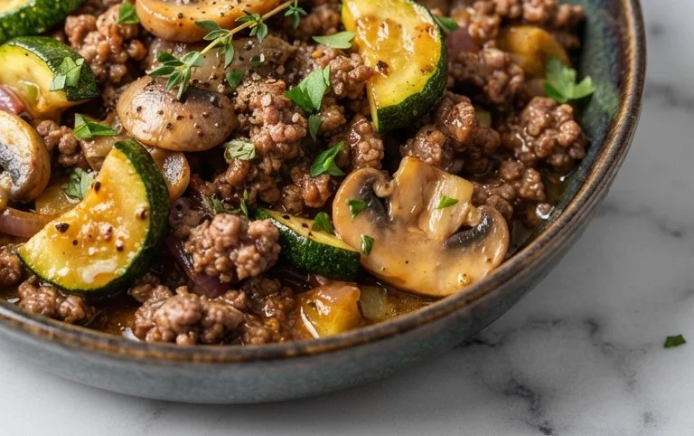 Zucchini-Cbeef hampignonpfanne