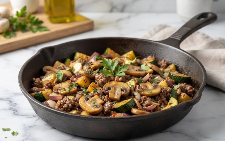 Zucchini-Cbeef hampignonpfanne