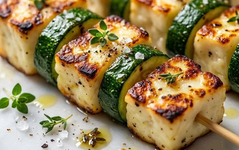 Halloumi Zucchini Spieße Vom Grill: Sommerlich, Lecker & Vegetarisch