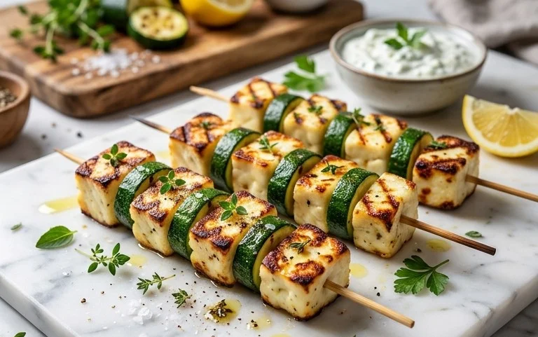 Halloumi Zucchini Spieße Vom Grill: Sommerlich, Lecker & Vegetarisch