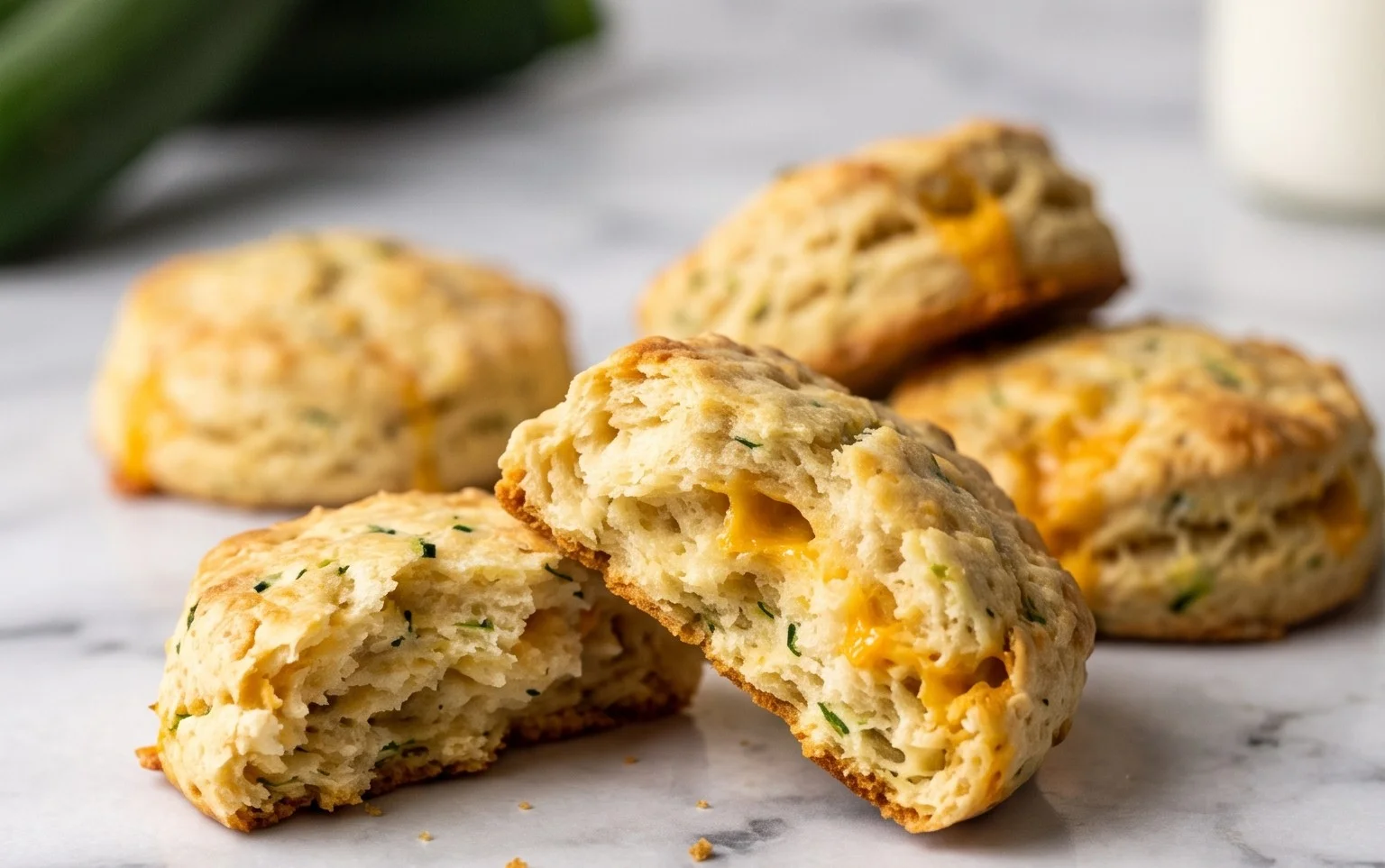 Soft and Tender Zucchini Cheddar Biscuits