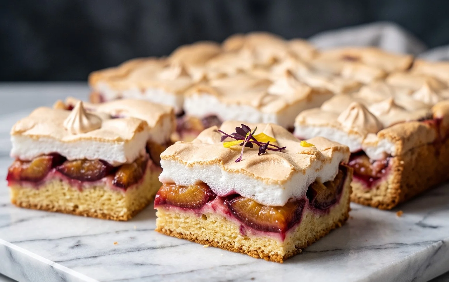 Polnischer Zwetschgen Kuchen vom Blech mit Baiser